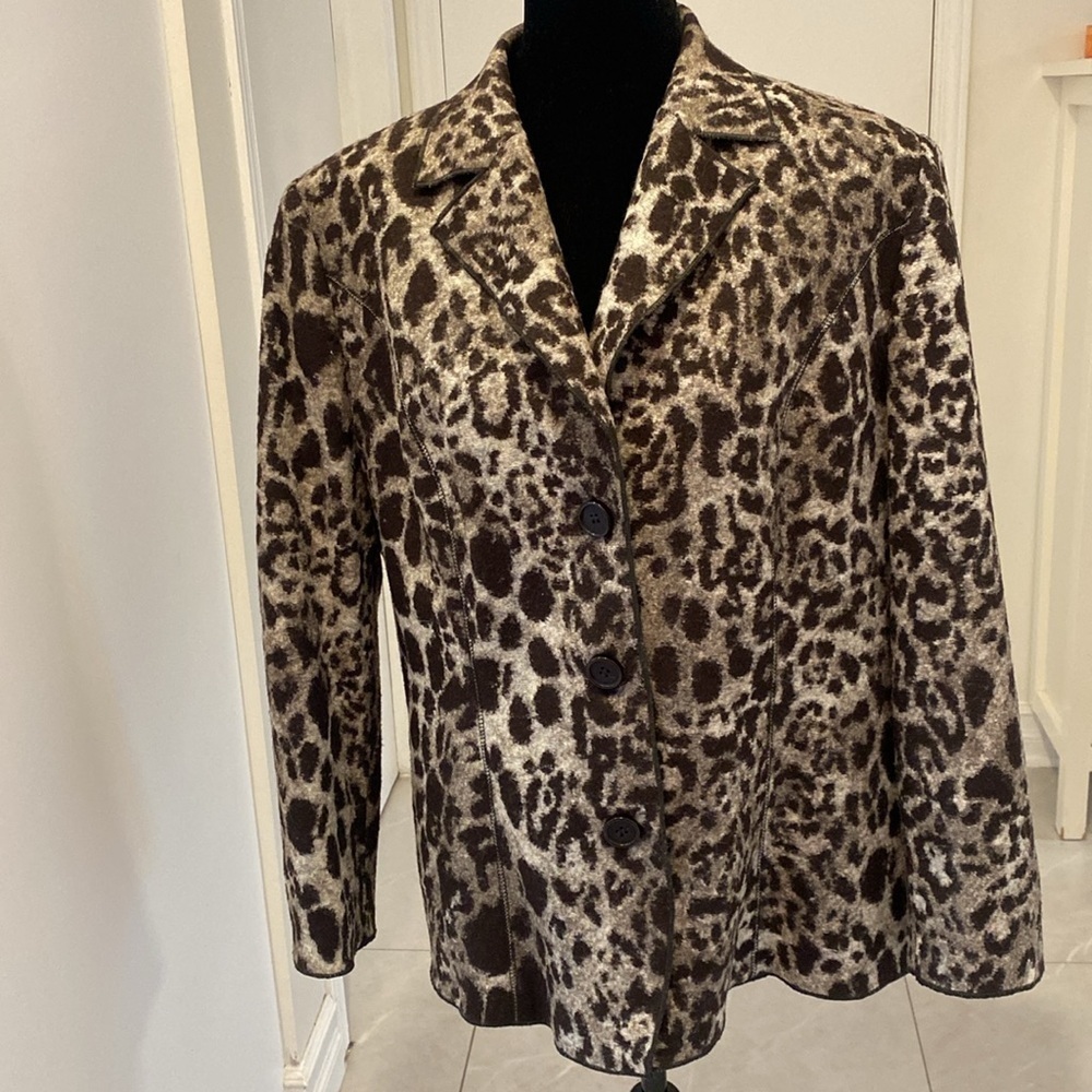 Animal Print Long sleeved wool oversized Jacket/Blazer Size 15/16 BARBARA LEBEK